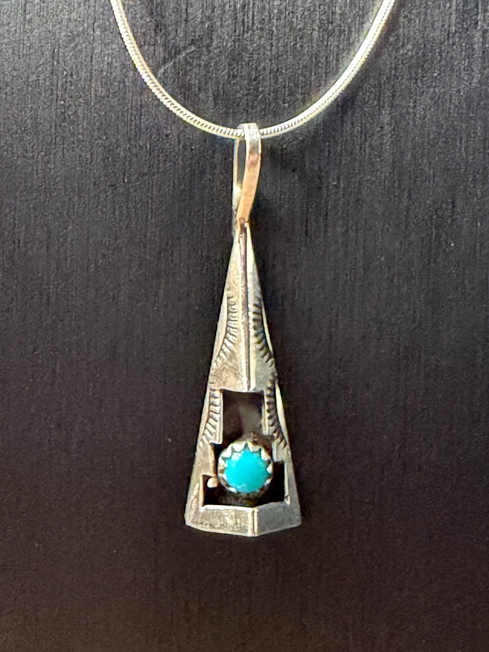 Felix Perry Navajo Sterling Silver Turquoise Drop Pendant Necklace - Blue